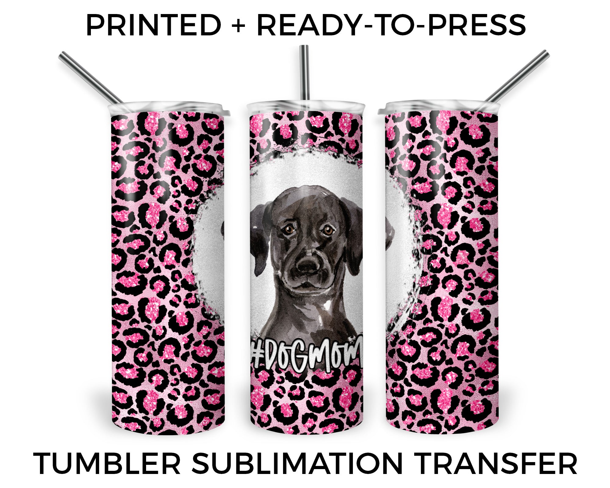Glitter Leopard Tumbler Sublimation Transfer ready to Press 